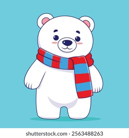 Cute Little Polar Bear with Scarf