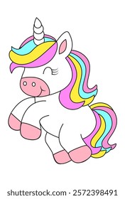 Cute little pony unicorn. Isolated on white background. For children's design, prints, posters, stickers, cards and so on