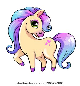 Cute little pony. Vector  illustration isolated on white background