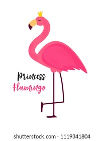 Cute Little Princess Abstract  Background with Pink Flamingo Vector Illustration EPS10
