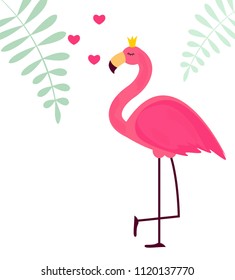Cute Little Princess Abstract  Background with Pink Flamingo Vector Illustration EPS10