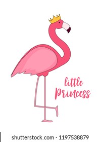 Cute Little Princess Abstract  Background with Pink Flamingo Vector Illustration EPS10