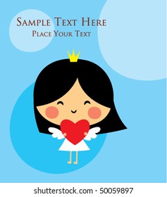 cute little princess angel valentine greeting