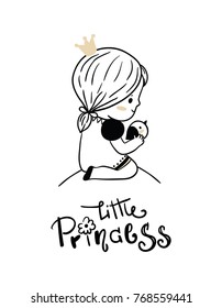 Cute little princess and bird