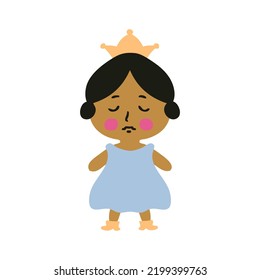 Ilustración de vector aislada de pequeña princesa. Perfecto para carteles, tarjetas de felicitación, tee, logotipo, pegatinas e impresión.   

