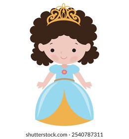 Linda niña princesa Vector ilustración de estilo plano de dibujos animados