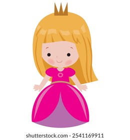 Linda niña princesa Vector ilustración de estilo plano de dibujos animados