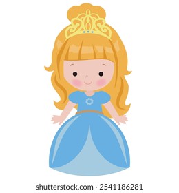 Linda niña princesa Vector ilustración de estilo plano de dibujos animados