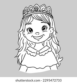 Cute little princess, Hand drawn art. Colorful art for coloring book, fashion, games, cards, diary, notebook, cover. Vector illustration.