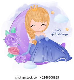 Cute Little Princess Illustration for decoration