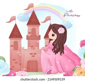 Cute Little Princess Illustration for decoration