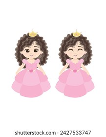 Cute little princess in magnificent pink dress 