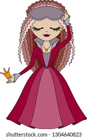Cute little princess Sleeping Beauty. Vector illustration