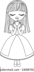 Cute little princess Snow White. Vector illustration