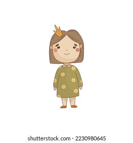 Kleine Prinzessin, Vektorgrafik. Einfache Kindercartoon. 