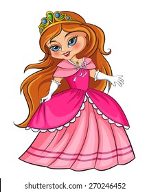 Cute little princess. Vector illustration isolated on white background