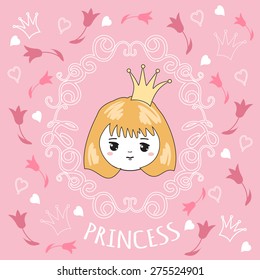 Cute little princess. Vector illustration.