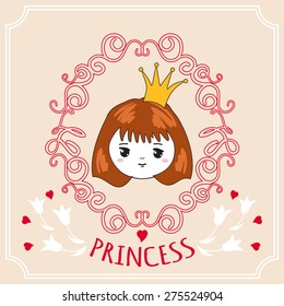 Cute little princess. Vector illustration.