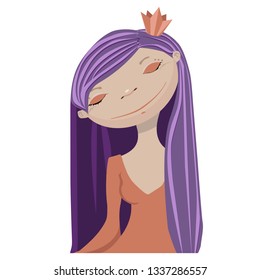 Cute Little Princess. Vector Isolated Illustration  on white background