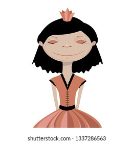 Cute Little Princess. Vector Isolated Illustration  on white background