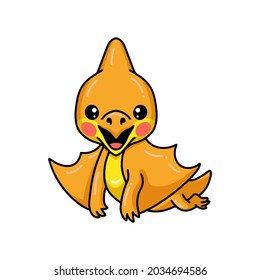 Cute little pterodactyl dinosaur cartoon