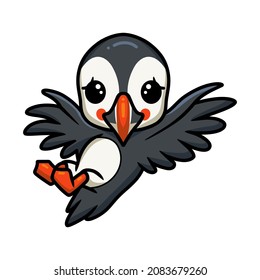 Cute little puffin bird cartoon posing