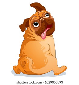 Cute little pug. Cartoon character. Vector illustration.