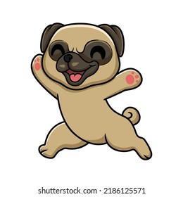 Cute little pug dog cartoon