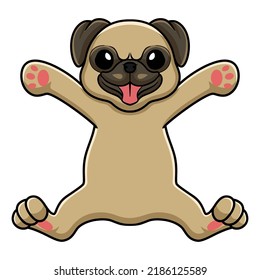 Cute little pug dog cartoon posing