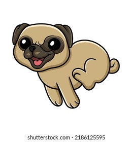 Cute little pug dog cartoon running