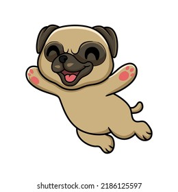 Cute little pug dog cartoon