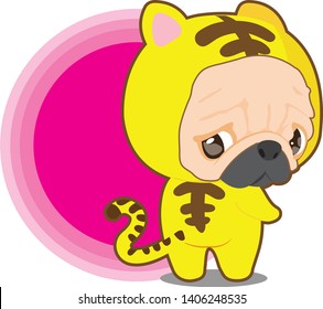 cute little pug dog vector 
