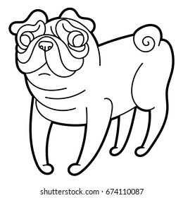Cute little pug dog vector illustration