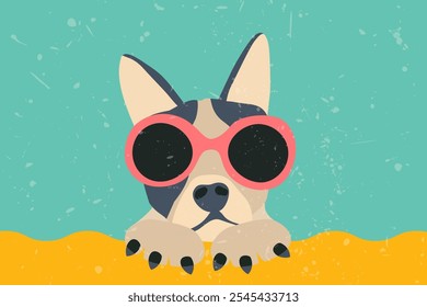 Cute little pug with sunglasses