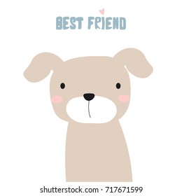 Cute little puppy. Best friend phase. Vector hand drawn illustration.