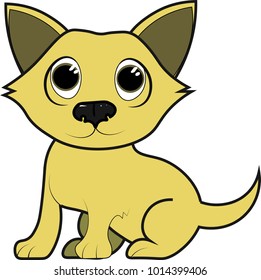 Cute little puppy with big eyes. Vector. Isolated.