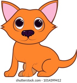 Cute little puppy with big eyes. Vector. Isolated.
