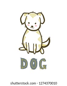 Cute little puppy dog. Vector isolated illustration