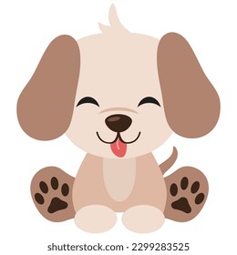 Cute little puppy dog vector cartoon illustration