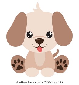 Cute little puppy dog vector cartoon illustration