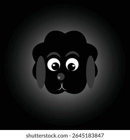 Diseño lindo del Vector de la cabeza del cachorro en un fondo negro sólido limpio Ilustración única y más reciente