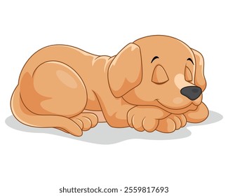 Cute little puppy sleeping isolated on white background vector illustration