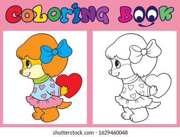 Cute little puppy valentine coloring