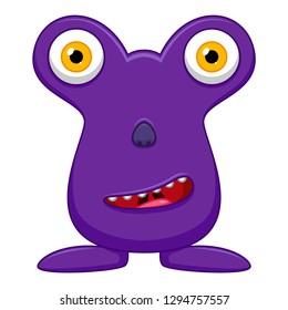 Cute little purple cartoon monster isolated