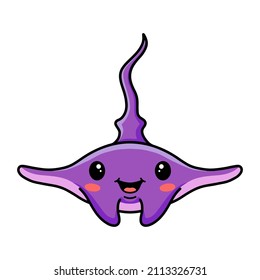 Cute little purple stingray cartoon
