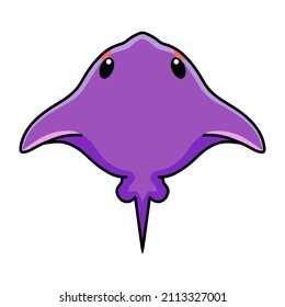 Cute little purple stingray cartoon