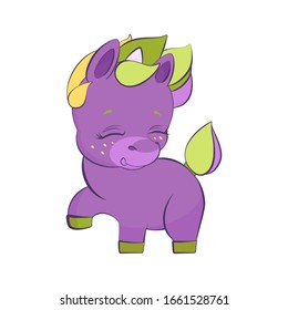 Cute little purple unicorn pounding a hoof in stars