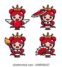 cute little queen character design with many expression