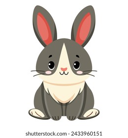 Lindo conejito. Animal para papel pintado, ropa de niños y juguetes. Ilustración vectorial plana aislada sobre fondo blanco. Feliz celebración de Pascua. Elemento de diseño tradicional para la fiesta cristiana.