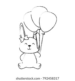 cute little rabbit with balloons air